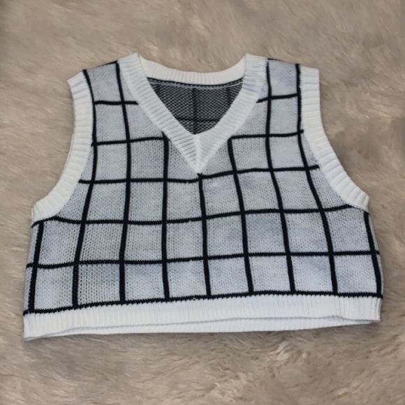 SHEIN Sweaters - Shein Plaid V-neck Sweater Vest